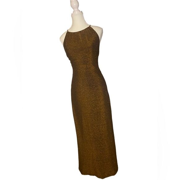Misha Queenie Shimmer Halter Dress size Large Brown - Picture 10 of 13